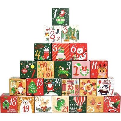 OEM Lot De 24 Boîtes De Calendrier De L'Avent À Remplir, Bonbons, Biscuits, Pâtisserie, Cadeaux De Noël-crezuo - Publicité OEM Lot De 24 Boîtes De Calendrier De L'Avent À Remplir, Bonbons, Biscuits, Pâtisserie, Cadeaux De Noël-crezuo - Publicité