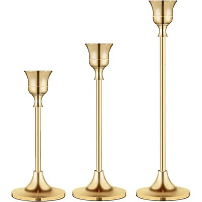FORTUNEVILLE Porte-bougies Coniques, Ensemble De 3 Porte-bougies En Laiton Doré, Kit De Supports Décoratifs Pour Bougies, Mariages Et Dîners (laiton Doré) - Publicité FORTUNEVILLE Porte-bougies Coniques, Ensemble De 3 Porte-bougies En Laiton Doré, Kit De Supports Décoratifs Pour Bougies, Mariages Et Dîners (laiton Doré) - Publicité
