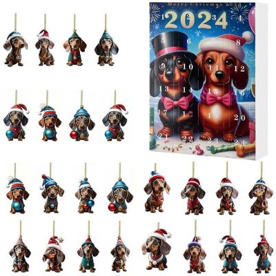 FLAMMKRAFT Calendrier De L'Avent De Vacances Avec Pendentif Teckel Mignon, Compte À Rebours De 24 Jours Avant Noël, Type C - Publicité FLAMMKRAFT Calendrier De L'Avent De Vacances Avec Pendentif Teckel Mignon, Compte À Rebours De 24 Jours Avant Noël, Type C - Publicité