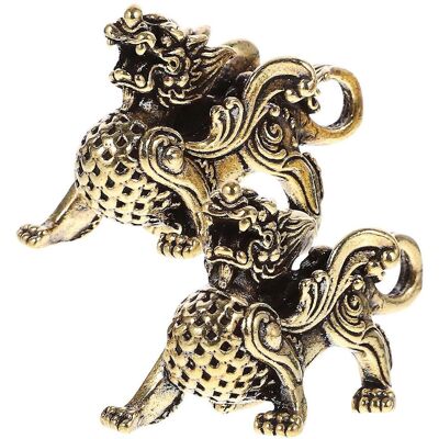 LISATR Lot De 2 Statues Décoratives Feng Shui Kylin En Laiton, Pendentif Kylin, Ornement De Table-3.55x2.50x1.20cm-golden - Publicité LISATR Lot De 2 Statues Décoratives Feng Shui Kylin En Laiton, Pendentif Kylin, Ornement De Table-3.55x2.50x1.20cm-golden - Publicité