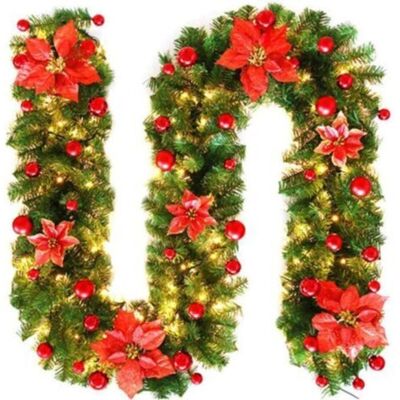 SANS MARQUE Décoration De Guirlande De Noël Avec Des Lumières, Plantes De Vigne Artificielles En Rotin De Noël Avec Des Fleurs Et Des Ornements De Boule, Décoration De Manteau De Cheminée D'Intérieur Et D' - Publicité SANS MARQUE Décoration De Guirlande De Noël Avec Des Lumières, Plantes De Vigne Artificielles En Rotin De Noël Avec Des Fleurs Et Des Ornements De Boule, Décoration De Manteau De Cheminée D'Intérieur Et D' - Publicité