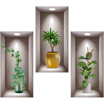 OEM 3 Pièces Stickers Muraux Vase 3d Sticker Muraux 3d Plante Autocollant Muraux Plante Pour Vase Amovibles Pour Salon Cuisine Chambre Maison, 40 20cm-crezuo - Publicité OEM 3 Pièces Stickers Muraux Vase 3d Sticker Muraux 3d Plante Autocollant Muraux Plante Pour Vase Amovibles Pour Salon Cuisine Chambre Maison, 40 20cm-crezuo - Publicité