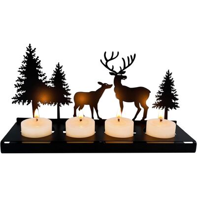 ALVIOR Bougeoir - Fer Forgé - Noir - Pour Bougies 4 Cm - Décoration Table Noël - Centre De Table Salon - Couronne Avent Oblongue - 1 Pièce - Publicité ALVIOR Bougeoir - Fer Forgé - Noir - Pour Bougies 4 Cm - Décoration Table Noël - Centre De Table Salon - Couronne Avent Oblongue - 1 Pièce - Publicité