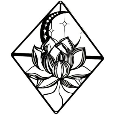 IRISFR Lntyq Lotus Wall Art Métal Lily Moon Flower Noir Suspendu Décor Jardin Ornements Sculpture Acier Noël Halloween Décoration Maison Intérieur Extérieur Jardin Esthétique Chambre 27 X 22.2 Cm - Publicité IRISFR Lntyq Lotus Wall Art Métal Lily Moon Flower Noir Suspendu Décor Jardin Ornements Sculpture Acier Noël Halloween Décoration Maison Intérieur Extérieur Jardin Esthétique Chambre 27 X 22.2 Cm - Publicité