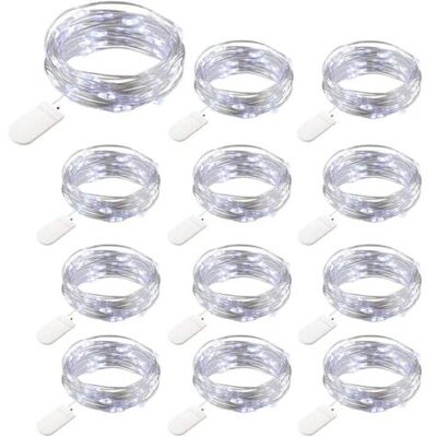 SCORPIO 12 Packs Guirlandes Lumineuses À Piles, 20 Leds 2m Guirlande En Cuivre, Ip65 Étanche Argent Fil Blanc Froid Ambiance Lumière Pour Décoration Noël Fête Mariage Jardin Terrasse Pelouse Maison - Publicité SCORPIO 12 Packs Guirlandes Lumineuses À Piles, 20 Leds 2m Guirlande En Cuivre, Ip65 Étanche Argent Fil Blanc Froid Ambiance Lumière Pour Décoration Noël Fête Mariage Jardin Terrasse Pelouse Maison - Publicité