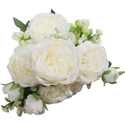 MCKENSA Bouquets De 5 Roses Persanes Artificielles Blanches, Noués À La Main, Pour Mariage, Salon Ou Décoration Intérieure. Publicité MCKENSA Bouquets De 5 Roses Persanes Artificielles Blanches, Noués À La Main, Pour Mariage, Salon Ou Décoration Intérieure. Publicité