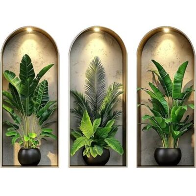 ABYSSE 3 Pièces Stickers Muraux 25 X 60 Cm 3d Autocollants Muraux Plantes Sticker Décoration Adhesif Vinyle Art Moderne Sticker Mural Vase Decor Mural Pour Salon Cuisine Chambre Salon - Publicité ABYSSE 3 Pièces Stickers Muraux 25 X 60 Cm 3d Autocollants Muraux Plantes Sticker Décoration Adhesif Vinyle Art Moderne Sticker Mural Vase Decor Mural Pour Salon Cuisine Chambre Salon - Publicité