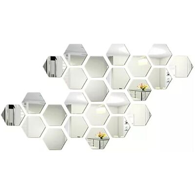 PELTOR Jeffergarden 24 Pièces Hexagone Miroir Stickers Muraux Acrylique Autocollant Décoration Pour La Maison Salon Chambre Décor - Publicité PELTOR Jeffergarden 24 Pièces Hexagone Miroir Stickers Muraux Acrylique Autocollant Décoration Pour La Maison Salon Chambre Décor - Publicité