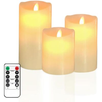 OEM Royaluxe-lot De 3 Bougies Led Simulées Tête Oscillante, Flamme Vacillante Réaliste, 10/12,5/15 Cm, Télécommande, Minuterie, Sans Risque D’incendie, Décoration Intérieure - Publicité OEM Royaluxe-lot De 3 Bougies Led Simulées Tête Oscillante, Flamme Vacillante Réaliste, 10/12,5/15 Cm, Télécommande, Minuterie, Sans Risque D’incendie, Décoration Intérieure - Publicité