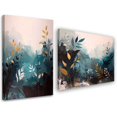 FEEBY Tableaux Sur Toile Lot Abstraction Turquoise Plantes 2 X 80x120 - Publicité FEEBY Tableaux Sur Toile Lot Abstraction Turquoise Plantes 2 X 80x120 - Publicité