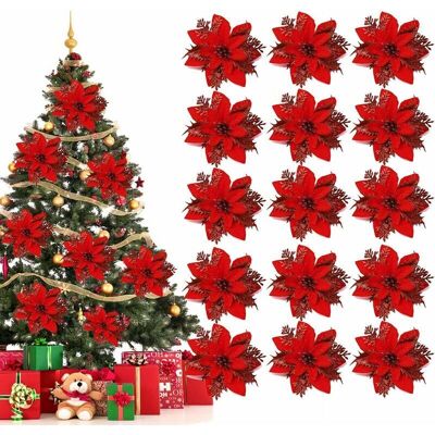 XVX Fleurs De Noël Artificielles Rouges – Lot De 15 Décorations Florales Pour Sapin, Idéales Pour Fêtes De Fin D’année Et Anniversaires - Publicité XVX Fleurs De Noël Artificielles Rouges – Lot De 15 Décorations Florales Pour Sapin, Idéales Pour Fêtes De Fin D’année Et Anniversaires - Publicité