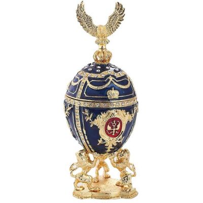FLAMMKRAFT Petite Boîte À Bijoux Décorative En Forme D'Œuf, Style Émail Bleu Cadeau D'Anniversaire - Publicité FLAMMKRAFT Petite Boîte À Bijoux Décorative En Forme D'Œuf, Style Émail Bleu Cadeau D'Anniversaire - Publicité