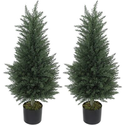 ARRIGONI Set De 2 Cypres Artificiels 90 Cm Uv Resistant Avec Pot - Publicité ARRIGONI Set De 2 Cypres Artificiels 90 Cm Uv Resistant Avec Pot - Publicité
