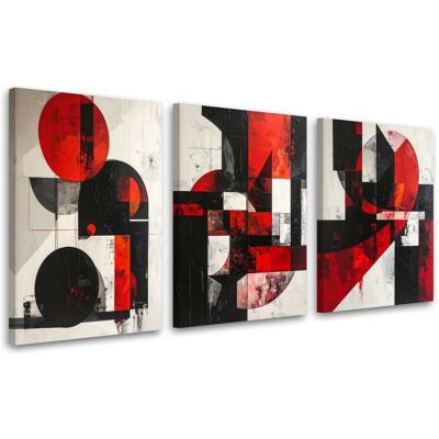 FEEBY Set De Tableaux Sur Toile Abstraction Rouge : Cercles Et Formes 3 X 80x120 - Publicité FEEBY Set De Tableaux Sur Toile Abstraction Rouge : Cercles Et Formes 3 X 80x120 - Publicité