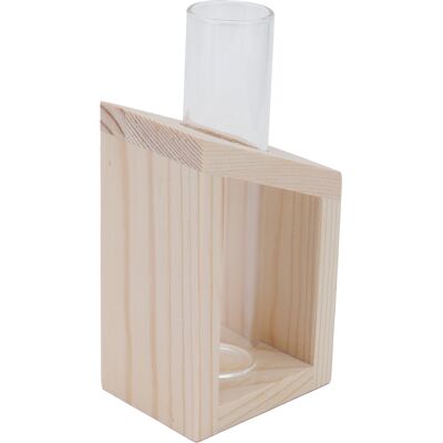 MCKENSA Vase Tubulaire En Verre Pour Plantes Hydroponiques Avec Support En Bois - Publicité MCKENSA Vase Tubulaire En Verre Pour Plantes Hydroponiques Avec Support En Bois - Publicité