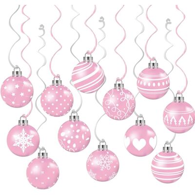PUNNYB Boules De Noël Roses À Suspendre Décoration De Fête De Noël - Publicité PUNNYB Boules De Noël Roses À Suspendre Décoration De Fête De Noël - Publicité