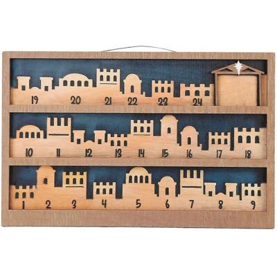 FLAMMKRAFT Calendrier De L'Avent En Bois Avec Crèche, Robuste Et Au Design Raffiné, Représentant La Nativité. Publicité FLAMMKRAFT Calendrier De L'Avent En Bois Avec Crèche, Robuste Et Au Design Raffiné, Représentant La Nativité. Publicité