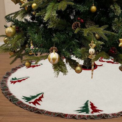Melissa Grande Jupe Sapin De Noël, 122cm Jupe D'Arbre Laine Lourde 3d Tricoté Avec Pompon Crochet Tapis De Jupe D'Arbre Blanc Pour Décoration De Maison Fête Et Des Vacances - Publicité Melissa Grande Jupe Sapin De Noël, 122cm Jupe D'Arbre Laine Lourde 3d Tricoté Avec Pompon Crochet Tapis De Jupe D'Arbre Blanc Pour Décoration De Maison Fête Et Des Vacances - Publicité