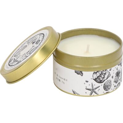 HEAT Bougie Parfumée Aux Huiles Essentielles De Plantes Naturelles, Cire De Soja, En Boîte Métallique Dorée, 70 G, Parfum Océan - Publicité HEAT Bougie Parfumée Aux Huiles Essentielles De Plantes Naturelles, Cire De Soja, En Boîte Métallique Dorée, 70 G, Parfum Océan - Publicité