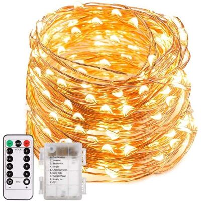 Oem – Guirlande Lumineuse D'Extérieur 20m 200 Led – Fil Cuivre À Piles Avec Télécommande – Blanc Chaud Ip65 Pour Fêtes Et Mariages - Publicité Oem – Guirlande Lumineuse D'Extérieur 20m 200 Led – Fil Cuivre À Piles Avec Télécommande – Blanc Chaud Ip65 Pour Fêtes Et Mariages - Publicité