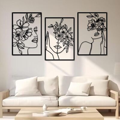Generic 3 Pièces Decoration Murale Metal Noir Art De Décoration Murale Minimaliste Art Moderne Abstrait Féminin, Pour Chambre À Coucher, Salon, Salle De Bain - Publicité Generic 3 Pièces Decoration Murale Metal Noir Art De Décoration Murale Minimaliste Art Moderne Abstrait Féminin, Pour Chambre À Coucher, Salon, Salle De Bain - Publicité