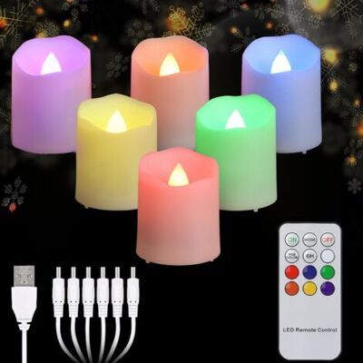 ABYSSE Bougies Chauffe-plat Rechargeables Sans Flamme Avec Minuterie Et Télécommande, Bougies Décoratives De Noël Led À Effet Vacillant Réaliste Pour La Maison, 6 Pièces Rgb Couleurs - Publicité ABYSSE Bougies Chauffe-plat Rechargeables Sans Flamme Avec Minuterie Et Télécommande, Bougies Décoratives De Noël Led À Effet Vacillant Réaliste Pour La Maison, 6 Pièces Rgb Couleurs - Publicité