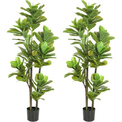 OEM Lot De 2 Plantes Artificielles Intérieures 150 Cm, Fausse Plante À Figuier Lyre Avec Pot En Ciment, Vert - Publicité OEM Lot De 2 Plantes Artificielles Intérieures 150 Cm, Fausse Plante À Figuier Lyre Avec Pot En Ciment, Vert - Publicité