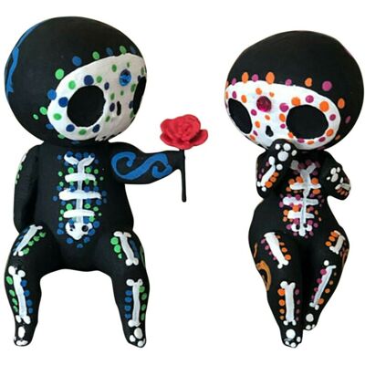 FOGSHIELD Paire De Figurines Décoratives En Résine Représentant Un Couple De Crânes, Objet Décoratif Pour Intérieur - Publicité FOGSHIELD Paire De Figurines Décoratives En Résine Représentant Un Couple De Crânes, Objet Décoratif Pour Intérieur - Publicité