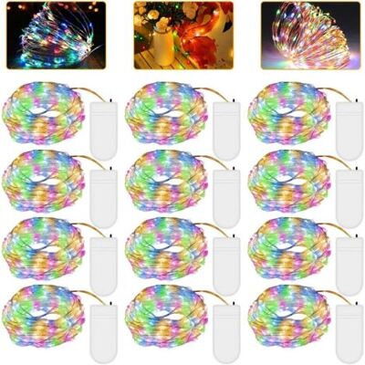 OEM Guirlande Lumineuse Led À Piles, 12 Guirlandes De 2 Mètres De Long Chacune, Avec 20 Perles Led En Fil De Cuivre Miniature, De Couleurs Variées, Idéale Pour Les Chambres, L'Intérieur, Noël, L'Extérieur - Publicité OEM Guirlande Lumineuse Led À Piles, 12 Guirlandes De 2 Mètres De Long Chacune, Avec 20 Perles Led En Fil De Cuivre Miniature, De Couleurs Variées, Idéale Pour Les Chambres, L'Intérieur, Noël, L'Extérieur - Publicité