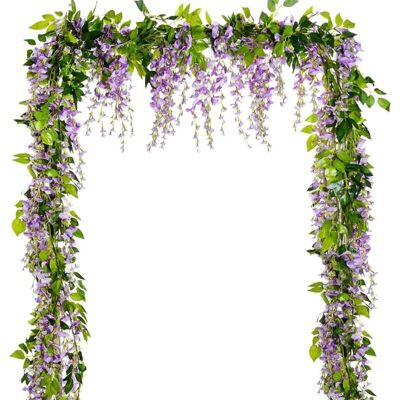 BRAST Ymyny Guirlande De Fleurs Artificielles De Glycine, 5 Pièces Au Total 33 Pieds Fausse Fleur De Soie De Vigne De Glycine Suspendue Pour La Maison Jardin Fête Arc De Mariage Décor Floral (violet Clair-5 - Publicité BRAST Ymyny Guirlande De Fleurs Artificielles De Glycine, 5 Pièces Au Total 33 Pieds Fausse Fleur De Soie De Vigne De Glycine Suspendue Pour La Maison Jardin Fête Arc De Mariage Décor Floral (violet Clair-5 - Publicité