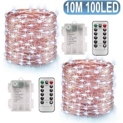 OEM 2 X 10m Guirlande Lumineuse Led Avec 100 Leds Fonction Minuterie De Batterie Avec Télécommande Ip65 Étanche Décoration Intérieure Et Extérieure Pour Noël Mariage Maison Jardin - Blanc Froid - Rw - Publicité OEM 2 X 10m Guirlande Lumineuse Led Avec 100 Leds Fonction Minuterie De Batterie Avec Télécommande Ip65 Étanche Décoration Intérieure Et Extérieure Pour Noël Mariage Maison Jardin - Blanc Froid - Rw - Publicité