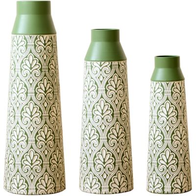 OEM Vases Décoratifs En Métal Vert, Lot De 3 Tailles (61,5 Cm, 51 Cm, 43,5 Cm), Style Rétro, Idéaux Pour Fleurs Séchées Et Herbe De Pampas, Sans Étanchéité, Décoration Salon Et Entrée - Publicité OEM Vases Décoratifs En Métal Vert, Lot De 3 Tailles (61,5 Cm, 51 Cm, 43,5 Cm), Style Rétro, Idéaux Pour Fleurs Séchées Et Herbe De Pampas, Sans Étanchéité, Décoration Salon Et Entrée - Publicité