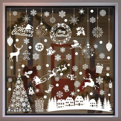 OEM 84 Stickers Noel Fenetre Electrostatique, 9 Feuilles Blanche Boule Et Village De Noël Réutilisable Decoration Autocollant Noel Fenetre Pour Porte Vitrine Verre - Publicité OEM 84 Stickers Noel Fenetre Electrostatique, 9 Feuilles Blanche Boule Et Village De Noël Réutilisable Decoration Autocollant Noel Fenetre Pour Porte Vitrine Verre - Publicité