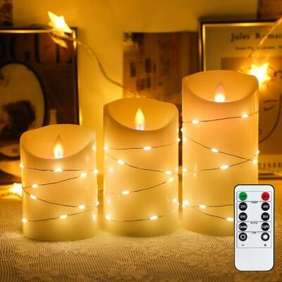 NO BRAND Pair - 3 Led Bougies Sans Flamme, Lumières De Bougies, Bougies À Piles Piliers En Verre Blanc Pur Mode De Flamme De Mèche Scintillante Réaliste - Publicité NO BRAND Pair - 3 Led Bougies Sans Flamme, Lumières De Bougies, Bougies À Piles Piliers En Verre Blanc Pur Mode De Flamme De Mèche Scintillante Réaliste - Publicité
