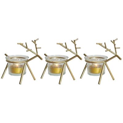 FATRD Lot De 3 Bougeoirs En Fer Forgé En Forme De Renne Avec Coupelle Transparente, Pour Bougies De Table De Noël (doré)-13x10cm-golden - Publicité FATRD Lot De 3 Bougeoirs En Fer Forgé En Forme De Renne Avec Coupelle Transparente, Pour Bougies De Table De Noël (doré)-13x10cm-golden - Publicité