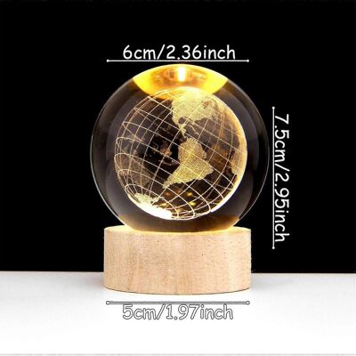 FLAMMKRAFT Boule De Cristal 3d Avec Lumière Chaude, Socle En Bois, Petite Veilleuse, Décoration De Bureau, Ornement De Noël - Publicité FLAMMKRAFT Boule De Cristal 3d Avec Lumière Chaude, Socle En Bois, Petite Veilleuse, Décoration De Bureau, Ornement De Noël - Publicité