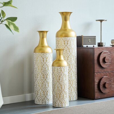 OEM Vase Décoratif Sur Pied Grand Format – Lot De 3 Vases Métalliques Vintage Dorés Avec Motif Floral (50 Cm, 66 Cm, 83 Cm) – Idéal Pour Salon, Entrée Ou Bureau - Publicité OEM Vase Décoratif Sur Pied Grand Format – Lot De 3 Vases Métalliques Vintage Dorés Avec Motif Floral (50 Cm, 66 Cm, 83 Cm) – Idéal Pour Salon, Entrée Ou Bureau - Publicité