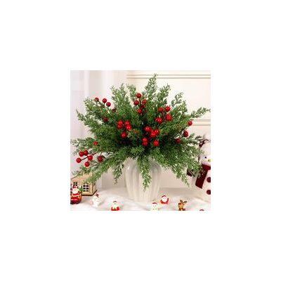 ENLENK Lot De 45 Décorations De Noël Artificielles, Branches De Pin De Norfolk Et Tiges De Baies Rouges Pour Guirlande De Noël, Décoration De Table, Vase, Sapin De Noël - Publicité ENLENK Lot De 45 Décorations De Noël Artificielles, Branches De Pin De Norfolk Et Tiges De Baies Rouges Pour Guirlande De Noël, Décoration De Table, Vase, Sapin De Noël - Publicité
