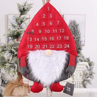 Melissa Calendrier De L'Avent, Calendrier Suédois Père Noël Compte À Rebours Avec 24 Jours De Poches, Calendrier De L'Avent Réutilisable À Suspendre Pour Décorations De Noël (rouge) - Publicité Melissa Calendrier De L'Avent, Calendrier Suédois Père Noël Compte À Rebours Avec 24 Jours De Poches, Calendrier De L'Avent Réutilisable À Suspendre Pour Décorations De Noël (rouge) - Publicité