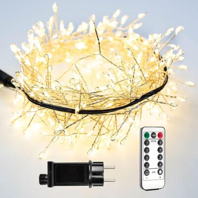 BALTERLEY Guirlande Lumineuse De 15 M Type Pétard Avec 500 Led Blanc Chaud, Prise Secteur, Fil D'Argent En Grappes Pour Intérieur Avec Télécommande, Pour Sapin De Noël, Plantes, Chambre, Jardin - Publicité BALTERLEY Guirlande Lumineuse De 15 M Type Pétard Avec 500 Led Blanc Chaud, Prise Secteur, Fil D'Argent En Grappes Pour Intérieur Avec Télécommande, Pour Sapin De Noël, Plantes, Chambre, Jardin - Publicité