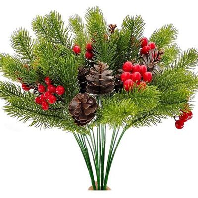 SANS MARQUE 4 Pcs Branches De Sapin Artificielles Avec Baies Et Pommes De Pin, Noël Branches De Baies Artificiel Aiguilles De Pin, Pour Décoration Noël Fête D'Hiver Couronne - Publicité SANS MARQUE 4 Pcs Branches De Sapin Artificielles Avec Baies Et Pommes De Pin, Noël Branches De Baies Artificiel Aiguilles De Pin, Pour Décoration Noël Fête D'Hiver Couronne - Publicité
