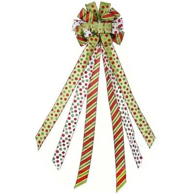 FLAMMKRAFT Nœud Décoratif Pour Sapin De Noël, Grand Nœud Cadeau À Pois Rouges Et Verts, Fait Main Pour Les Fêtes. Publicité FLAMMKRAFT Nœud Décoratif Pour Sapin De Noël, Grand Nœud Cadeau À Pois Rouges Et Verts, Fait Main Pour Les Fêtes. Publicité