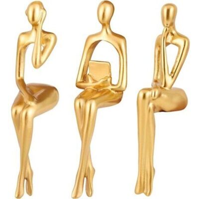 URSUS Statue De Penseur Abstraite De Style Nordique Sculpture Créative En Résine Figurines En Or Pour La Décoration Intérieure Moderne Bureau Lot De 3 - Publicité URSUS Statue De Penseur Abstraite De Style Nordique Sculpture Créative En Résine Figurines En Or Pour La Décoration Intérieure Moderne Bureau Lot De 3 - Publicité