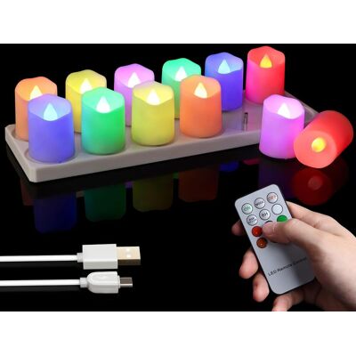 OEM Lot De 12 Bougies Chauffe-plat Led, Rechargeables, Multicolores, Télécommande, Minuterie, Ø 4 X 4,5 Cm, Décoration Intérieure - Publicité OEM Lot De 12 Bougies Chauffe-plat Led, Rechargeables, Multicolores, Télécommande, Minuterie, Ø 4 X 4,5 Cm, Décoration Intérieure - Publicité