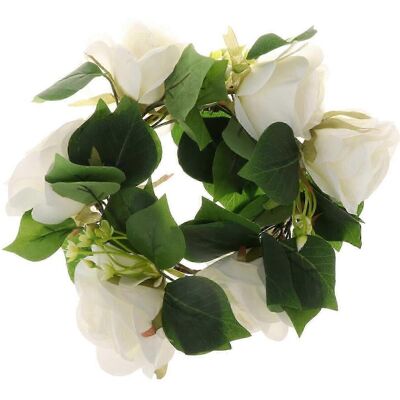YUDO Couronne De Bougies Artificielles De 25 Cm Avec Fleurs Et Feuillage, Guirlande De Bougies Pour Fêtes Et Décoration Intérieure.-white - Publicité YUDO Couronne De Bougies Artificielles De 25 Cm Avec Fleurs Et Feuillage, Guirlande De Bougies Pour Fêtes Et Décoration Intérieure.-white - Publicité