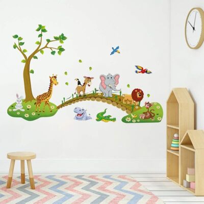 OEM Sticker Muraux Animaux Jungle Autocollant Mural Arbres Amovible Deco Stickers Girafe Éléphant Singe Chambre Enfant Bébé Salon Decoration - Publicité OEM Sticker Muraux Animaux Jungle Autocollant Mural Arbres Amovible Deco Stickers Girafe Éléphant Singe Chambre Enfant Bébé Salon Decoration - Publicité
