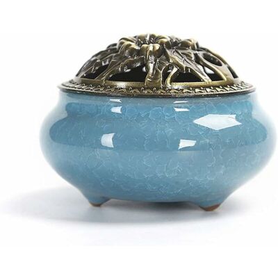 MOXIE Brûleur D'Encens En Céramique, Style Classique Brûleur D'Encens Avec Porte-encens En Laiton Calebasses Et Couvercle En Métal, Accessoire Décoratif Pour La Maison(a) - Publicité MOXIE Brûleur D'Encens En Céramique, Style Classique Brûleur D'Encens Avec Porte-encens En Laiton Calebasses Et Couvercle En Métal, Accessoire Décoratif Pour La Maison(a) - Publicité