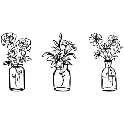 ALLAUVE Ensemble De 3 Vases À Fleurs En Métal, Décoration Murale En Fil De Fer Noir, Sculpture Murale Florale - Publicité ALLAUVE Ensemble De 3 Vases À Fleurs En Métal, Décoration Murale En Fil De Fer Noir, Sculpture Murale Florale - Publicité