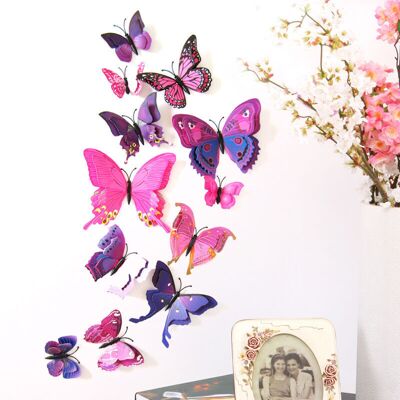 PELTOR Violet ,12 Pcs 3d Papillon Stickers Muraux Décoration Papillon Pour Fête, Chambre, La Décoration De Gâteau, Pour Filles Et Garçons - Publicité PELTOR Violet ,12 Pcs 3d Papillon Stickers Muraux Décoration Papillon Pour Fête, Chambre, La Décoration De Gâteau, Pour Filles Et Garçons - Publicité