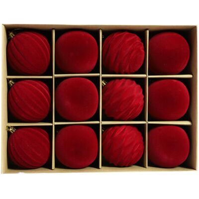 OEM Boules De Noël En Velours Floqué Pour Sapin De Noël, 8 Cm, 12 Boules En Plastique À Suspendre - Publicité OEM Boules De Noël En Velours Floqué Pour Sapin De Noël, 8 Cm, 12 Boules En Plastique À Suspendre - Publicité
